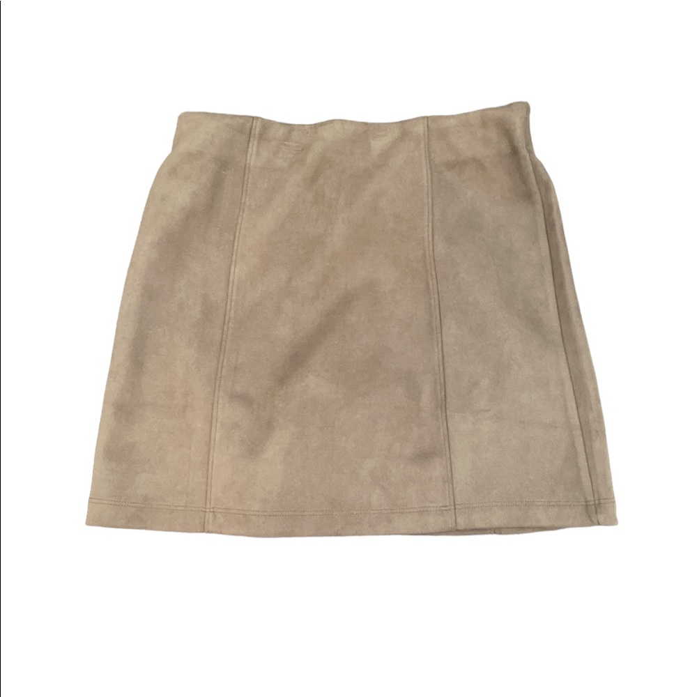 Green suede mini skirt